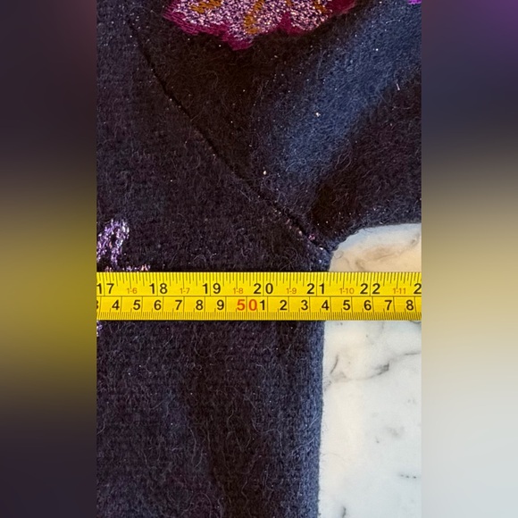 EUC & OTHER STORIES Floral Jacquard Sweater Metallic Thread Detail M Plum Purple - Picture 12 of 16
